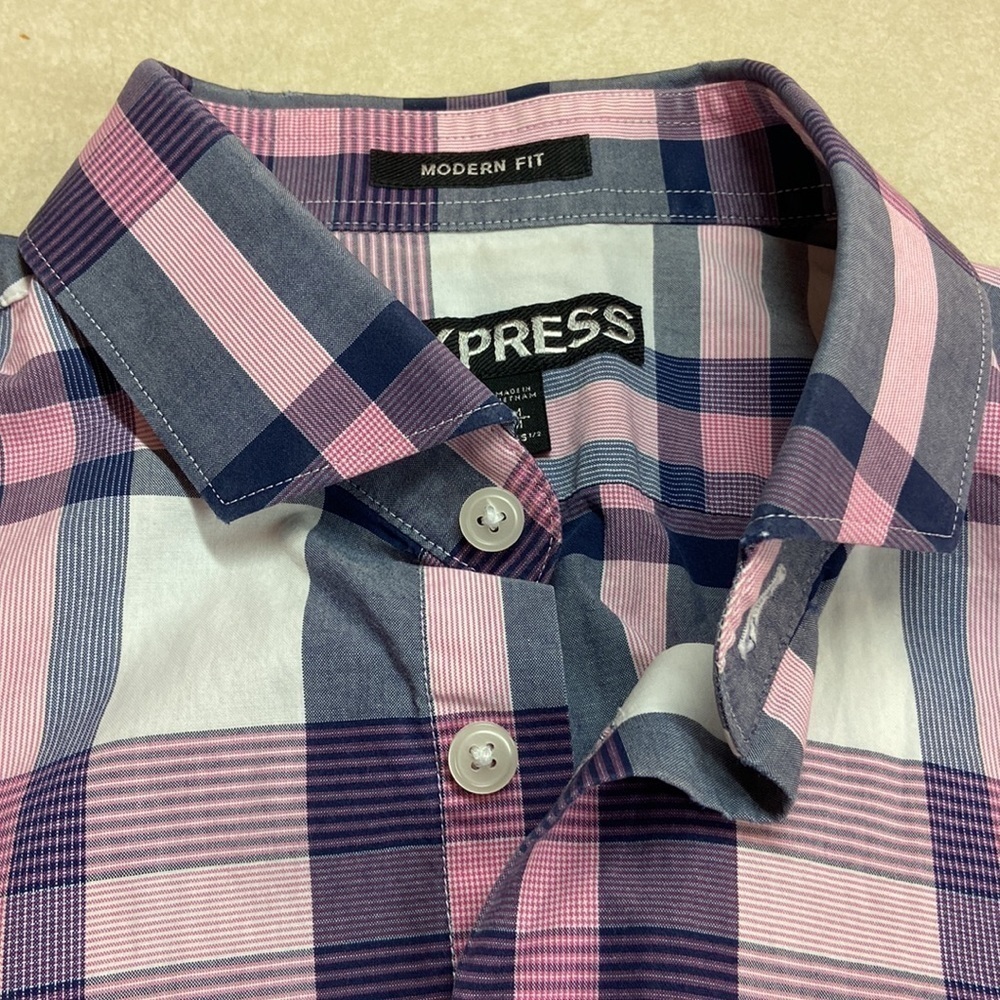 Express Plaid Cotton Button Down Collared Shirt S… - image 6
